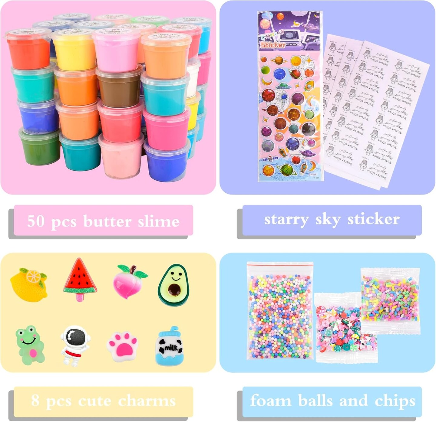 50 Pack Mini Butter Slime Kit,