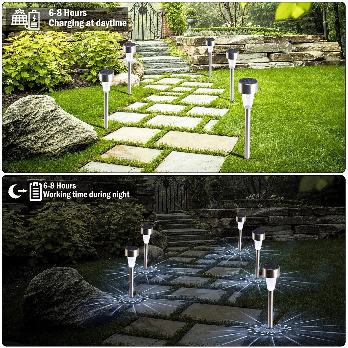 2X Solar Garden Lights RGB Outdoor Waterproof Landscape LED Pathway Yard