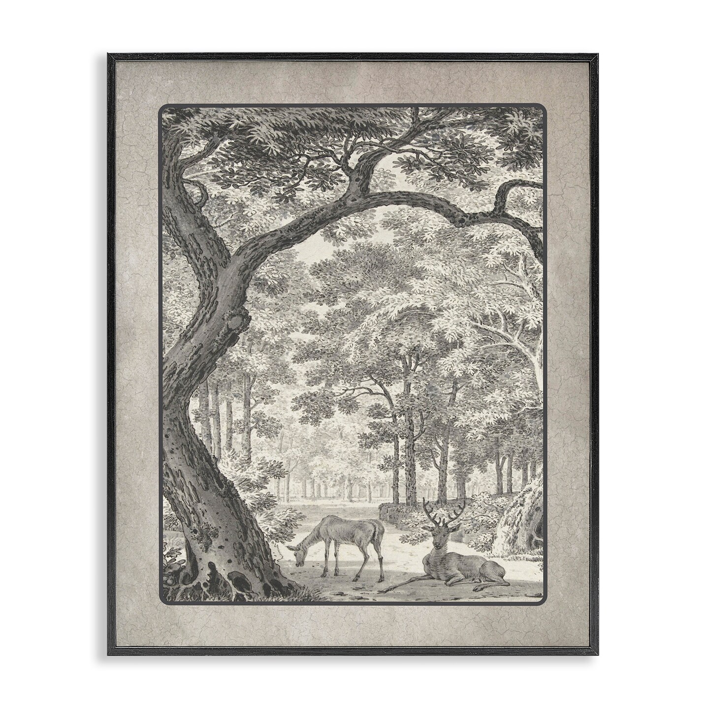 Stupell Industries Lounging Deer in Forest Framed Giclee By Lettered and Lined