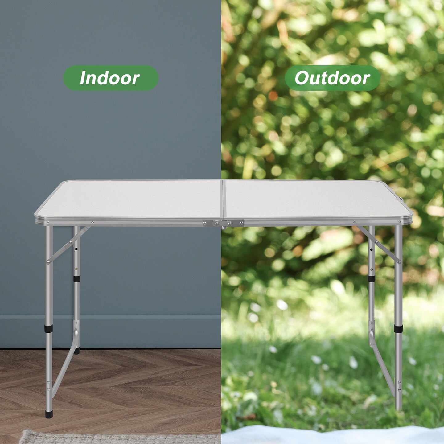 Portable Folding Table - 47&#x22; x 23.6&#x22; Expandable Desk for Outdoor Activities