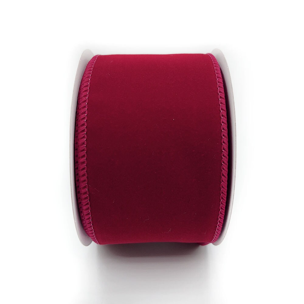 Designer&#x2019;s Shop WR 63-5161 Holiday Velvet Burgundy wired edge ribbon (2.5&#x201D; x 10 yard )