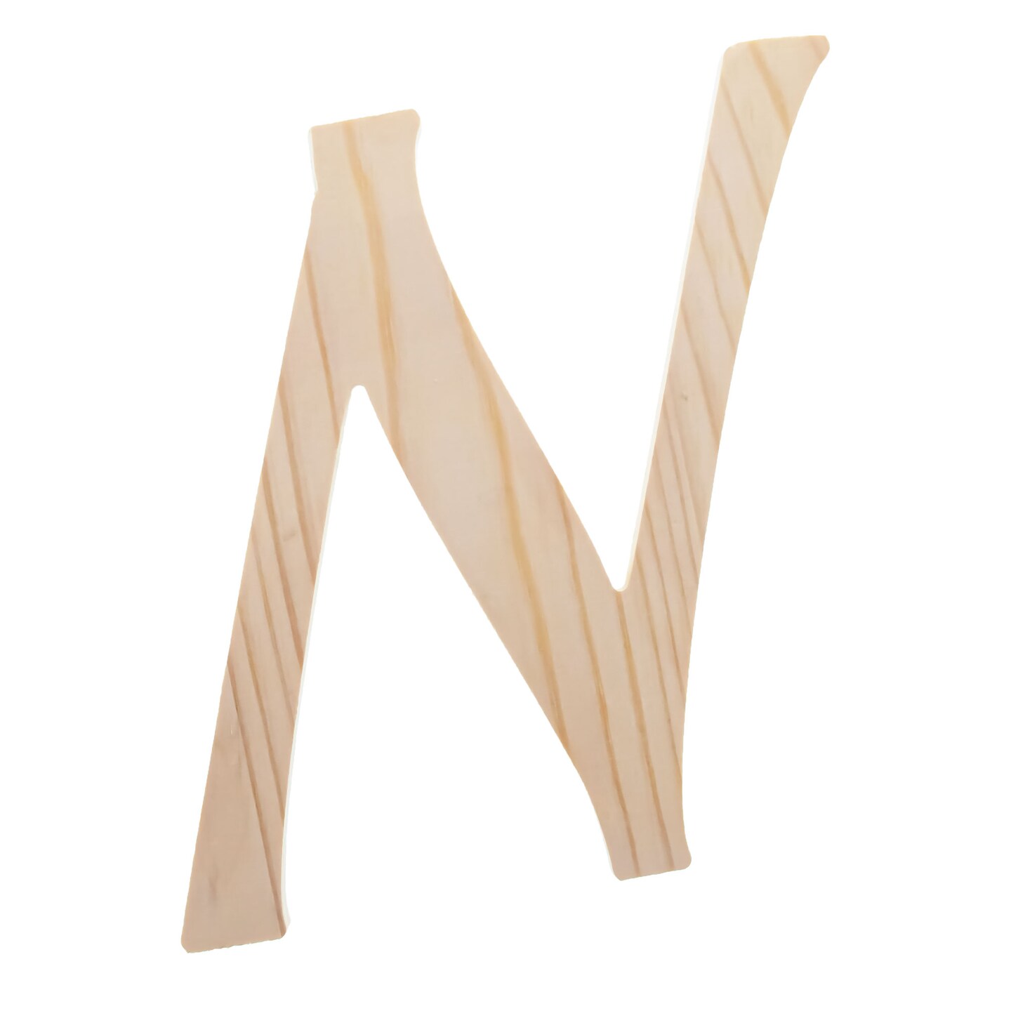 Unfinished Wooden Playball Italic Letter N (6.25 Inches)