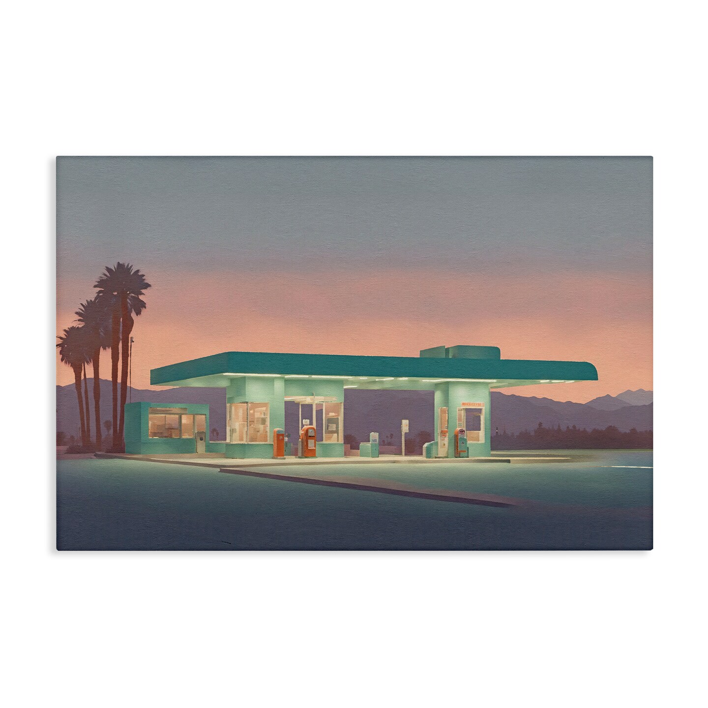 Stupell Industries Deserted Gas Station at Sunset Canvas By Noah Bay