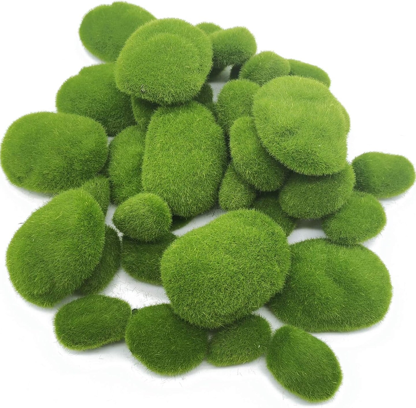 40PCS Artificial Moss Rocks (4 Sizes), Green Moss Decor for Floral Arrangements, Fairy Gardens and Crafting