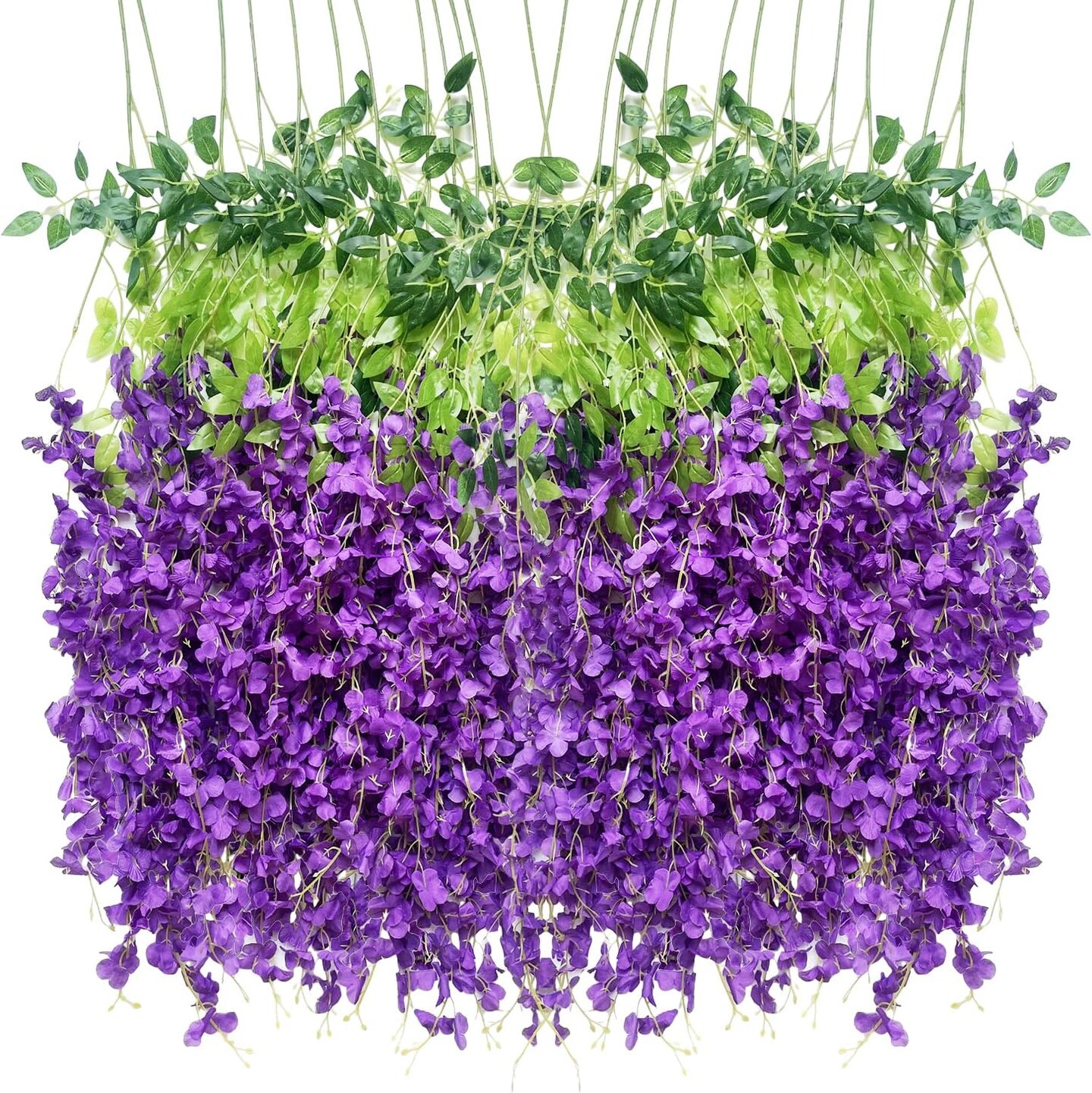 Artificial Wisteria Hanging Flowers Fake Wisteria Flower Garland Office Party Decoration (12, Red)