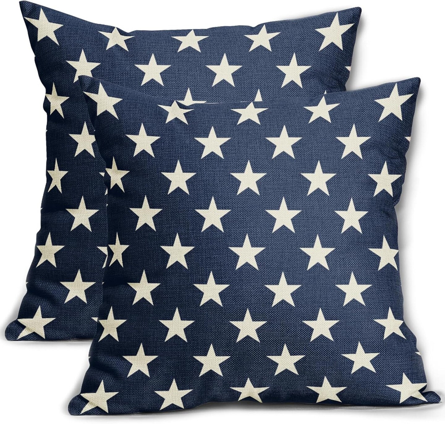 4th of July Patriotic Pillow Covers 18x18 Set of 2 Blue Star Americana Independence Day Outdoor Decorative Throw Pillow Cases Farmhouse Decor for Sofa Couch Bed Fourth July Holiday Decorations