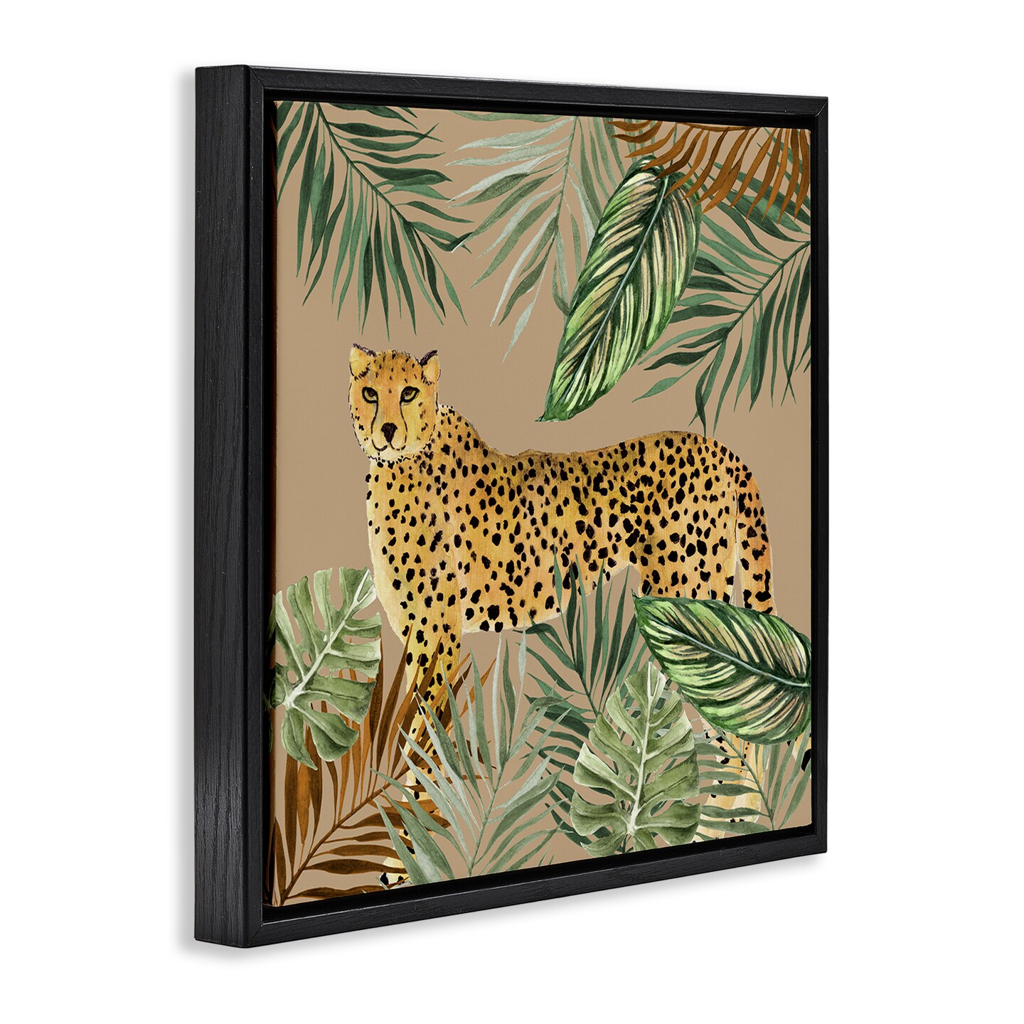 Stupell Industries Palm Leaves Around Leopard Floating Frame By Janet Tava