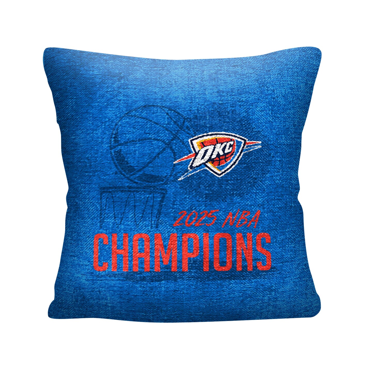 NBA Oklahoma City Thunder 2025 Champs Hoopla Double Sided 18 Inch Tapestry Pillow