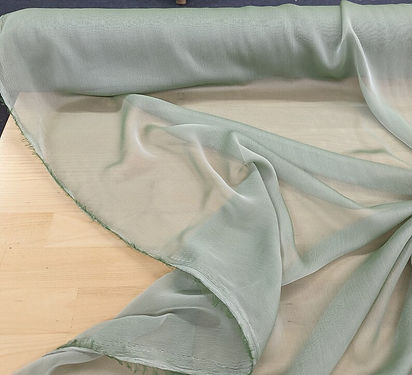 1 Yard Sage Green Two Tone Chiffon Fabric Lightweight Sheer Polyester, 58/59&#x22; Wide with Soft Drape