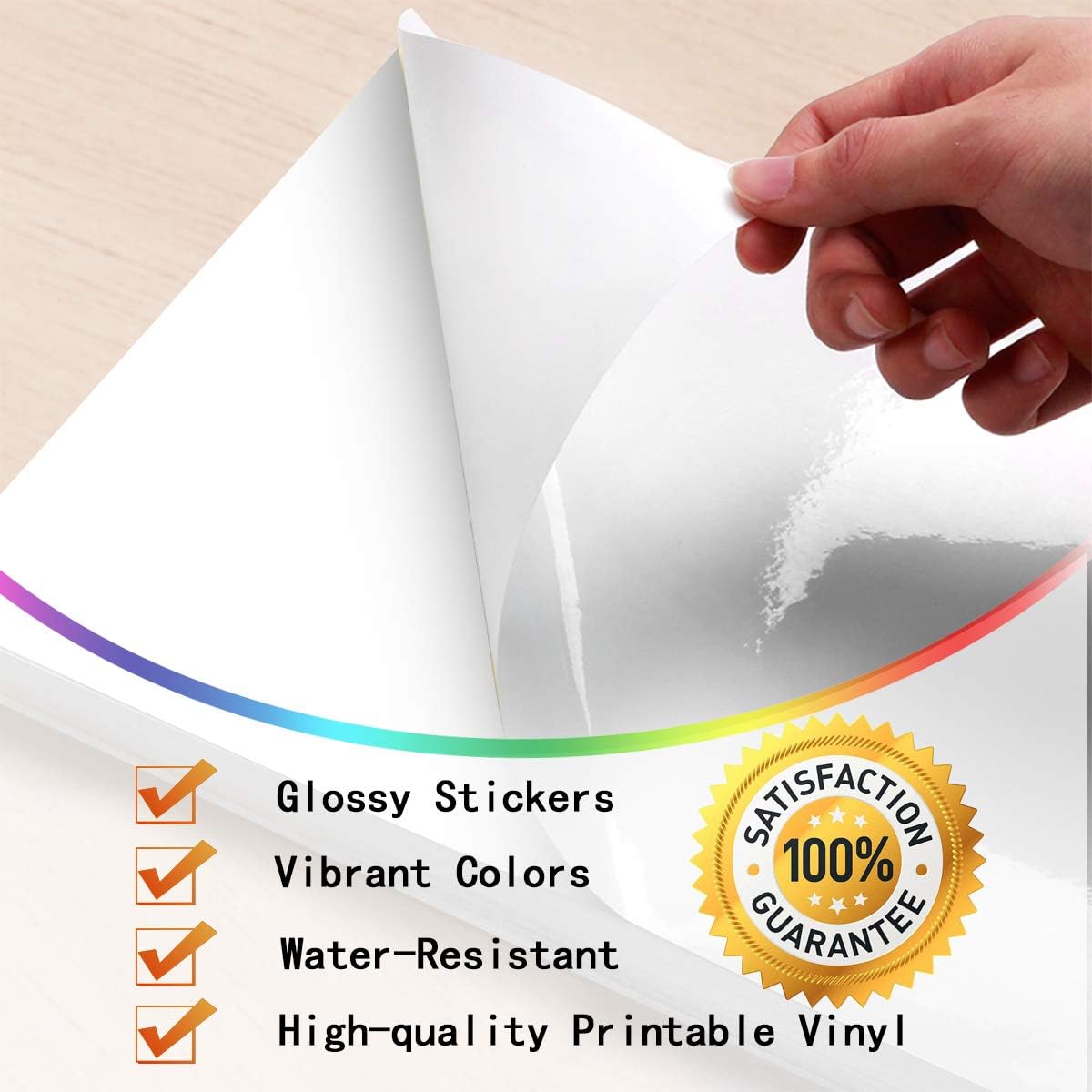 21 Waterproof Glossy White - Printable Vinyl Sticker Paper for Inkjet Printer