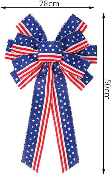 (11x20 inch) - 4th of July Decorations Patriotic Wreath Bow Red White Blue