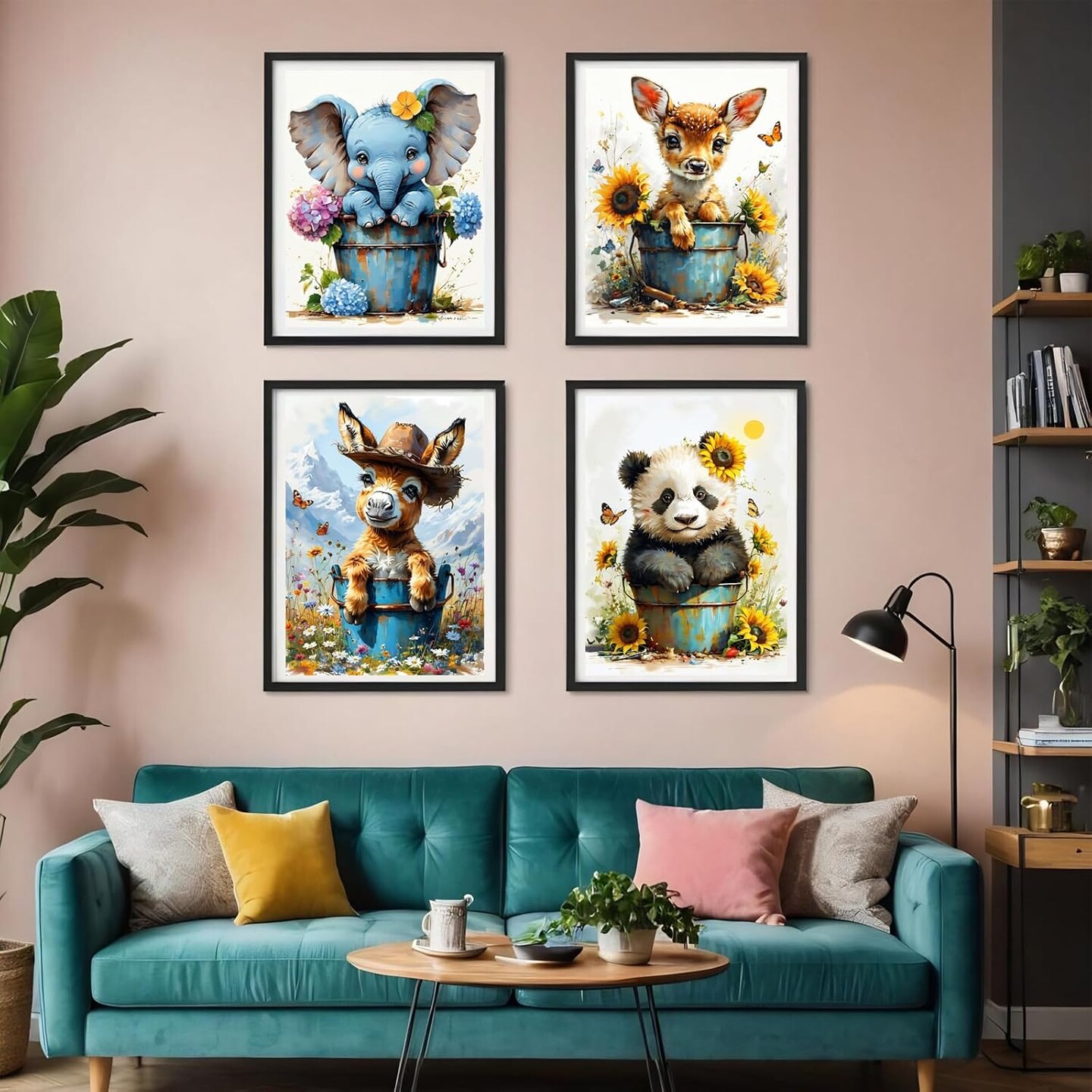 4 Pack 5D Diamond Painting Kits for Adults – 12x16 Inch Full Drill Animal Diamond Art for Beginners, DIY Gem Art Painting for Home Decor (Animal 01)
