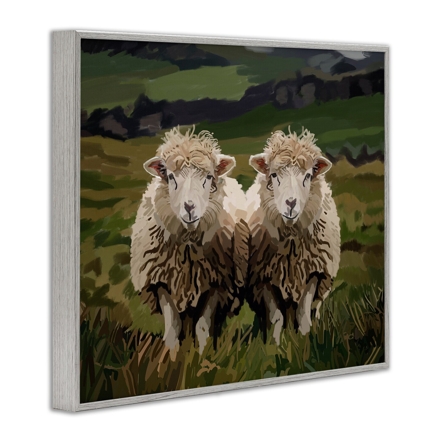 【sheep♪】 Stupell Industries Twin Sheep in Pasture Framed Giclee By Amelia