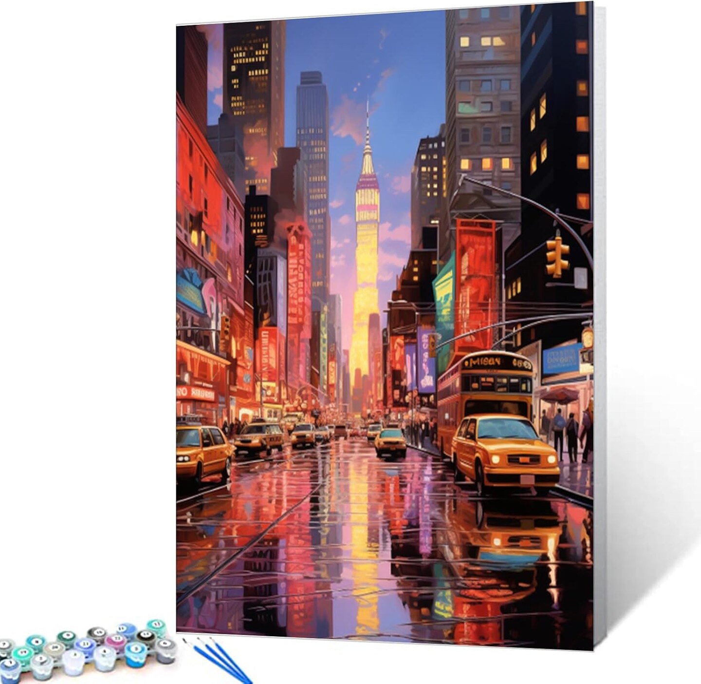 City View Street Landscape DIY Paint by Numbers for Adults New York Street Scenery DIY Oil Painting 16x20 Inch (without Frame)