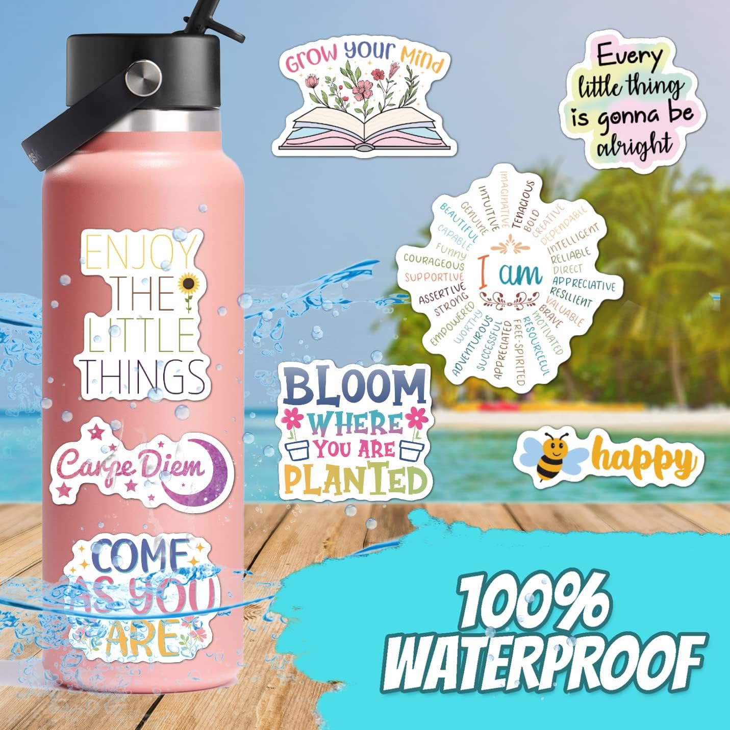 300PCS Affirmation Stickers, Holographic Motivational Sticker Pack