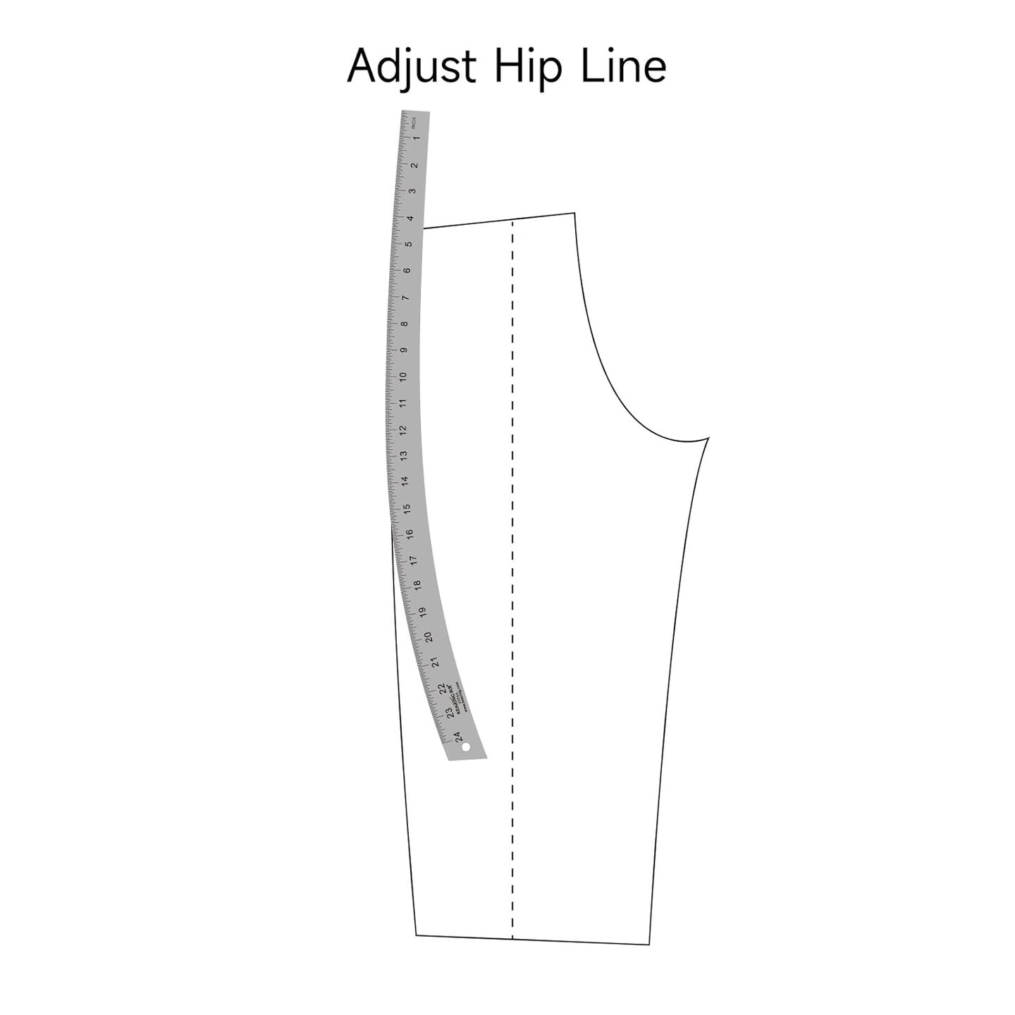 Kearing® 24" Hip Curve Ruler for Sewing, Pattern Making, Quilting, Made from Aircraft Aluminium French Curve Ruler, Vary Form Curve Ruler