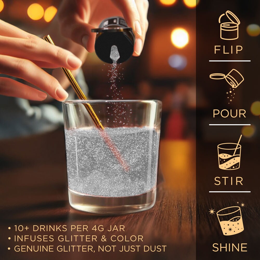 Brew Glitter - White Edible Drink Glitter (4g, x1 Flip-Cap Jar) for Beer, Cocktails and Beverages