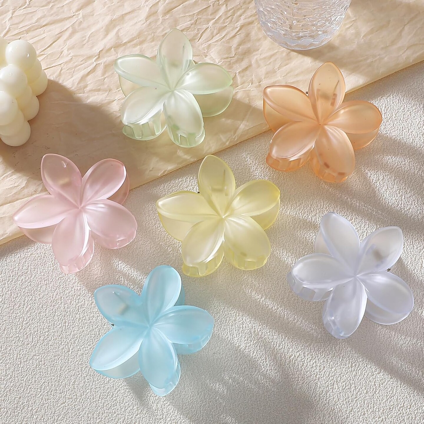Hawaiian Flower Hair Clips for Women 6 Pack Flower Hair Claw Clips
