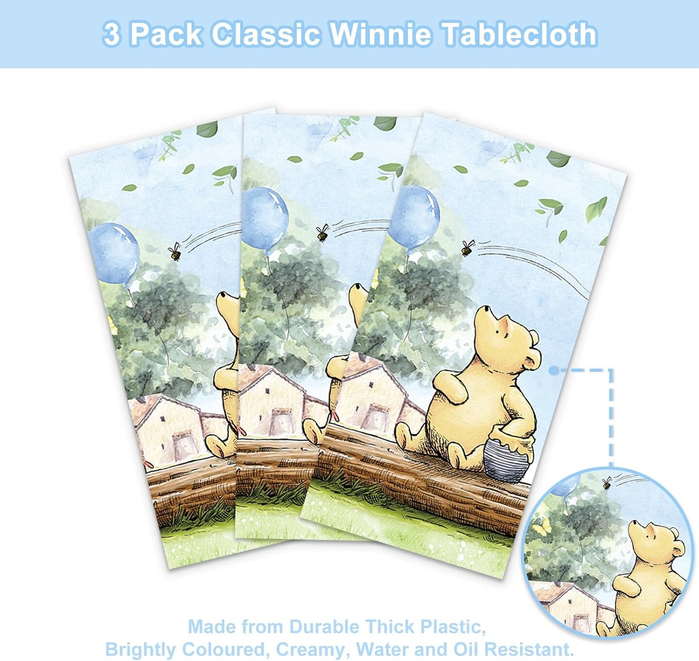 3PCS Winnie Baby Shower Tablecloths