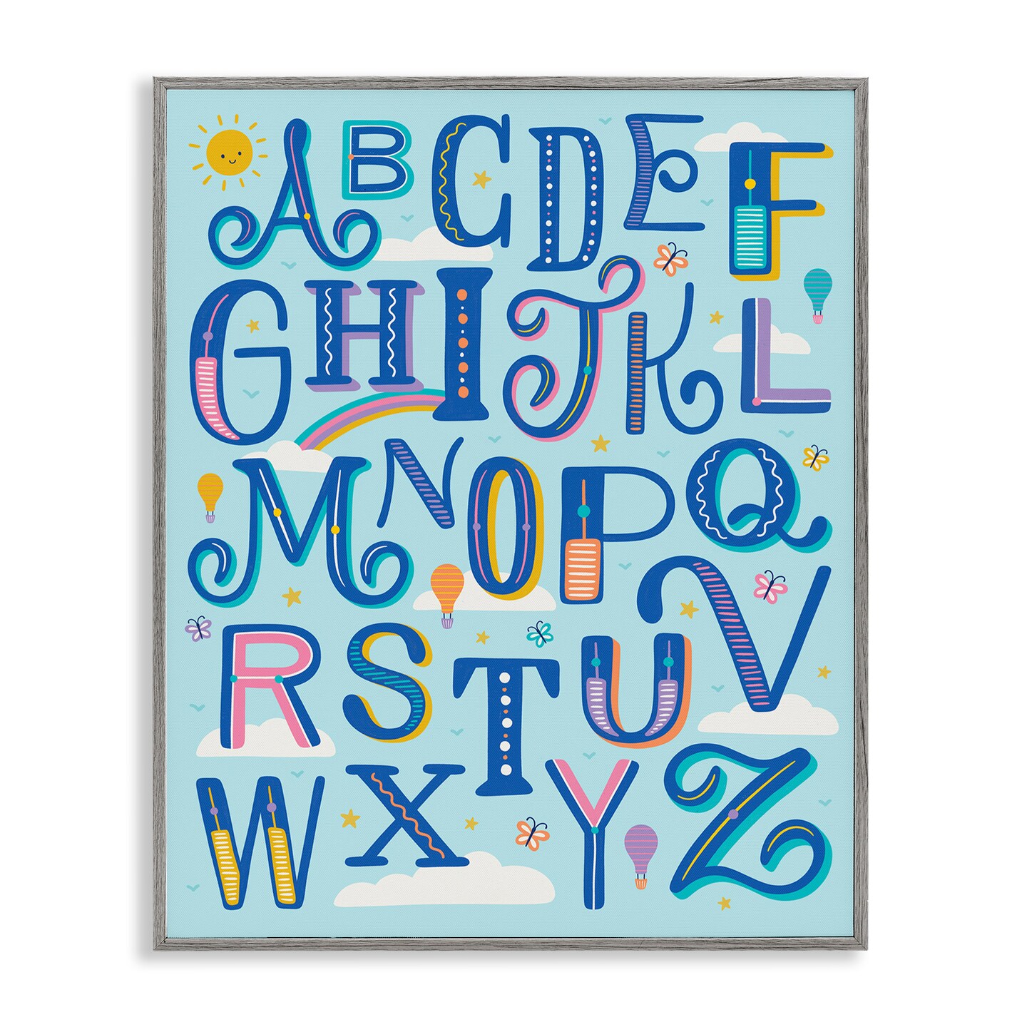 Stupell Industries Alphabet Letters in Sky Framed Giclee By Jalynn ...