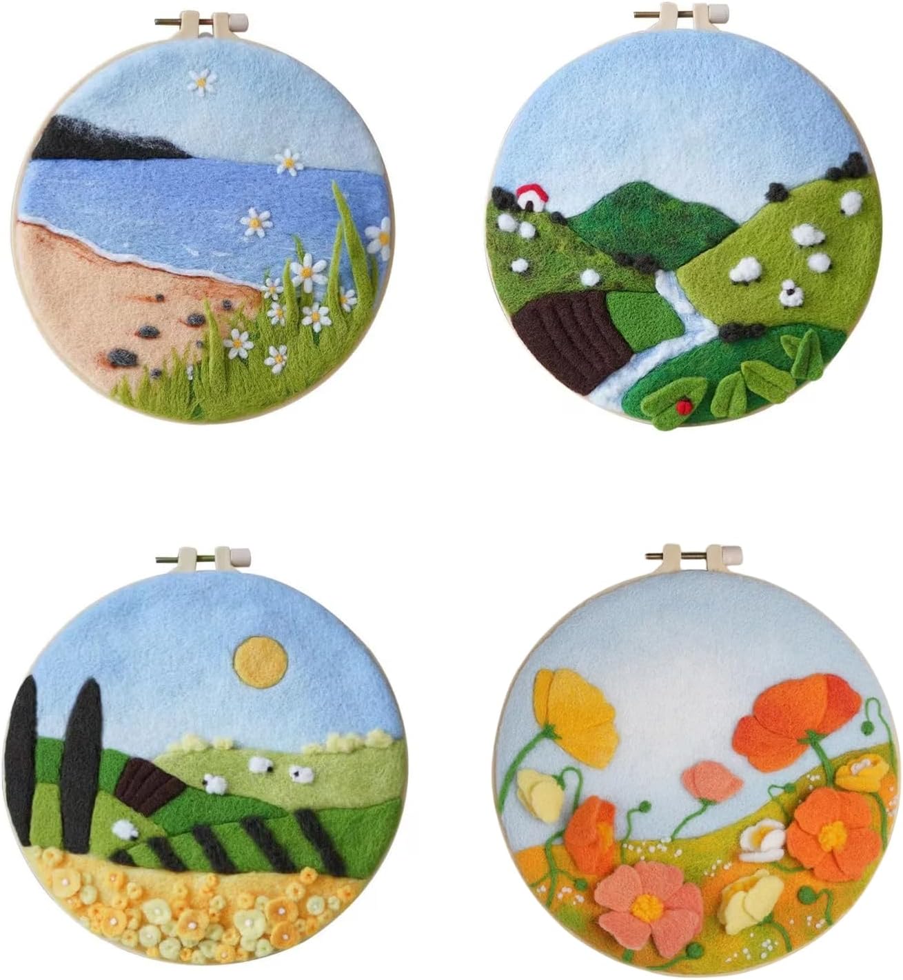 DIY Wool Needle Felt Starter Kit, Beginner Needle Felt Kit with Wool Felt Bag, Felts Needles, Photo Frame, Foam Mat, Felts Cloth and Instructions for Home Decor, Art Crafts (K3)