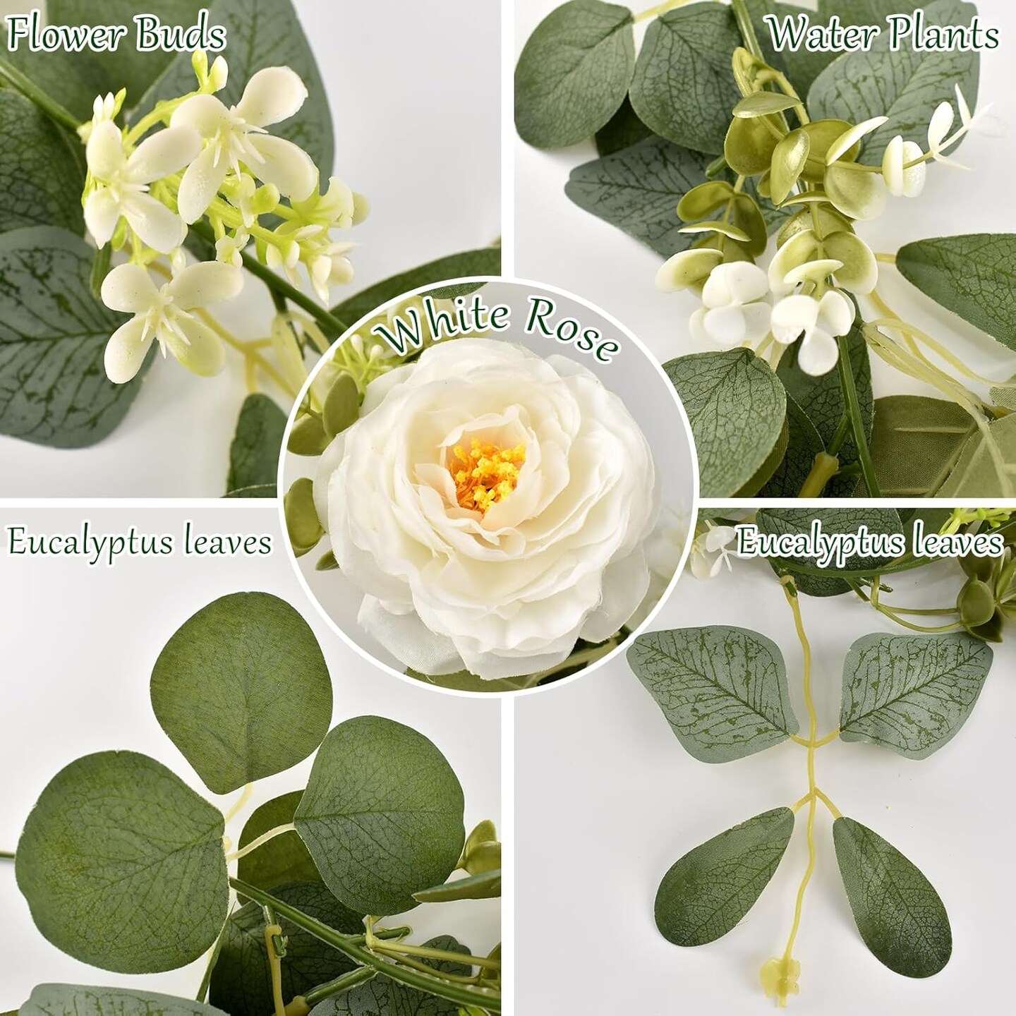2 Pack 12Ft Artificial Eucalyptus Flower Garland