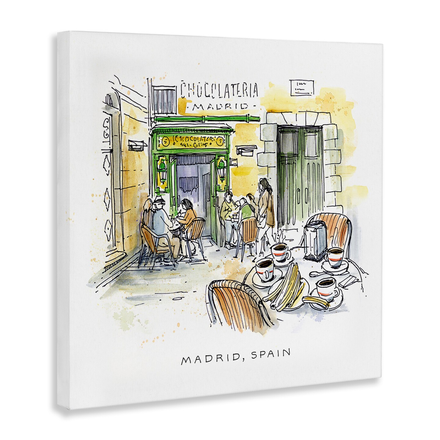 Stupell Industries Madrid Spain Outdoor Cafe Canvas By Angela Steahling