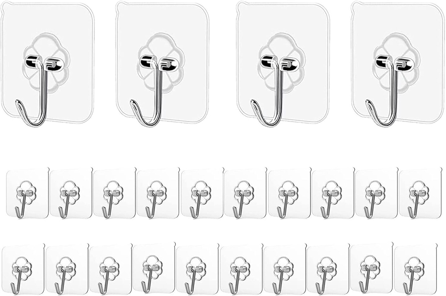 24 Packs Adhesive Hooks Kitchen Wall Hooks