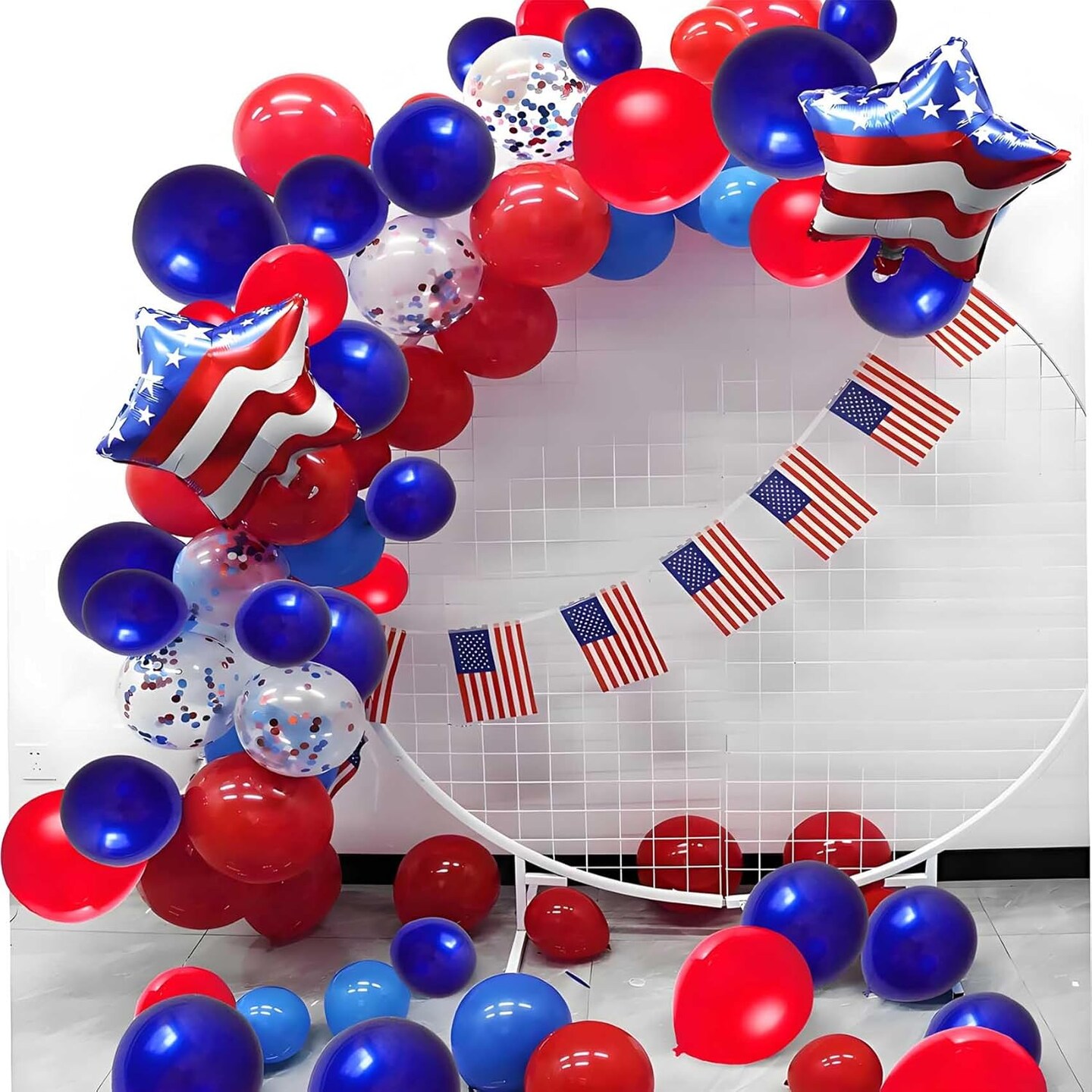 Blue and Red Balloons with Blue and Red Confetti Balloons