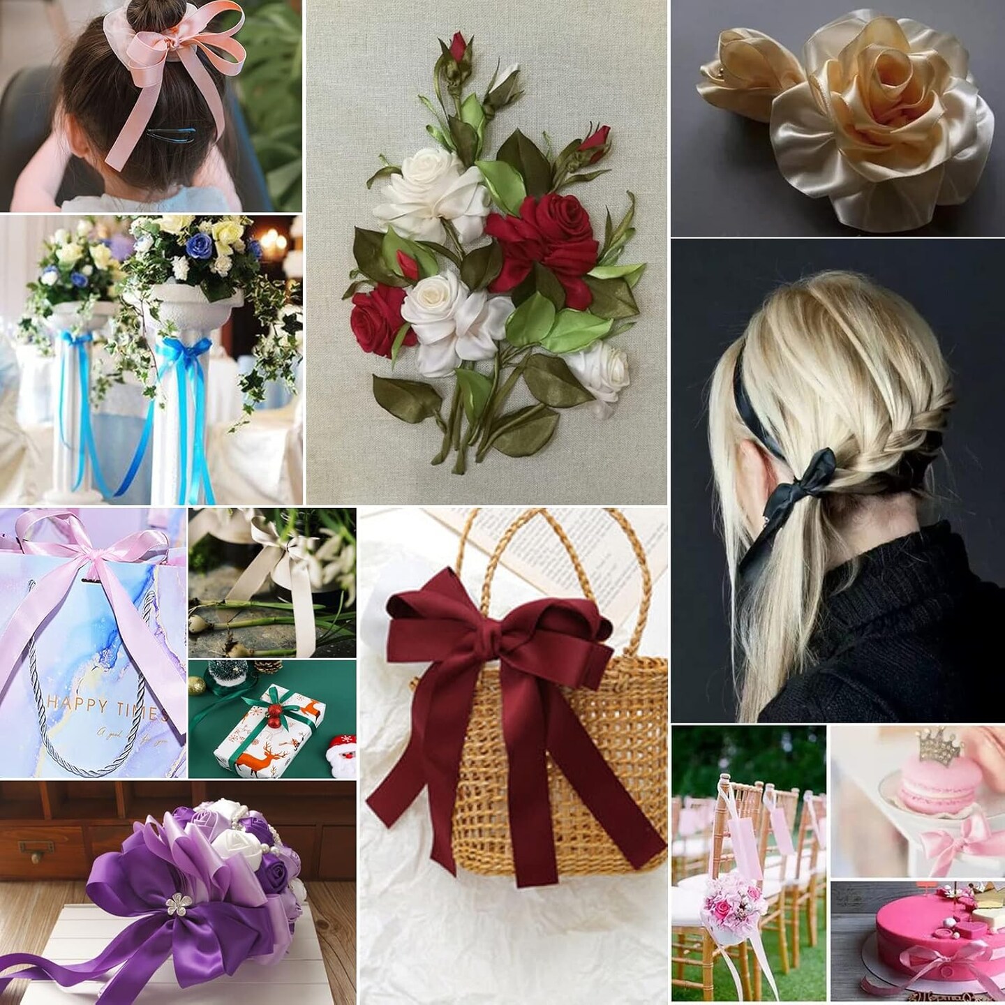 400 Yard Satin Ribbon Single Face 16 Solid Color