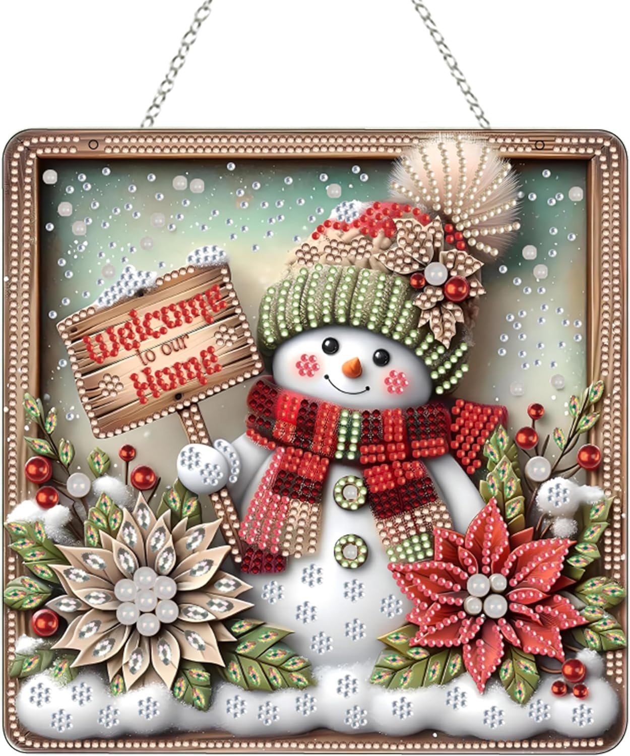 Diamond Art Hanging Kit for Adult,Special Shaped Rhinestone (Christmas Snowman-1)