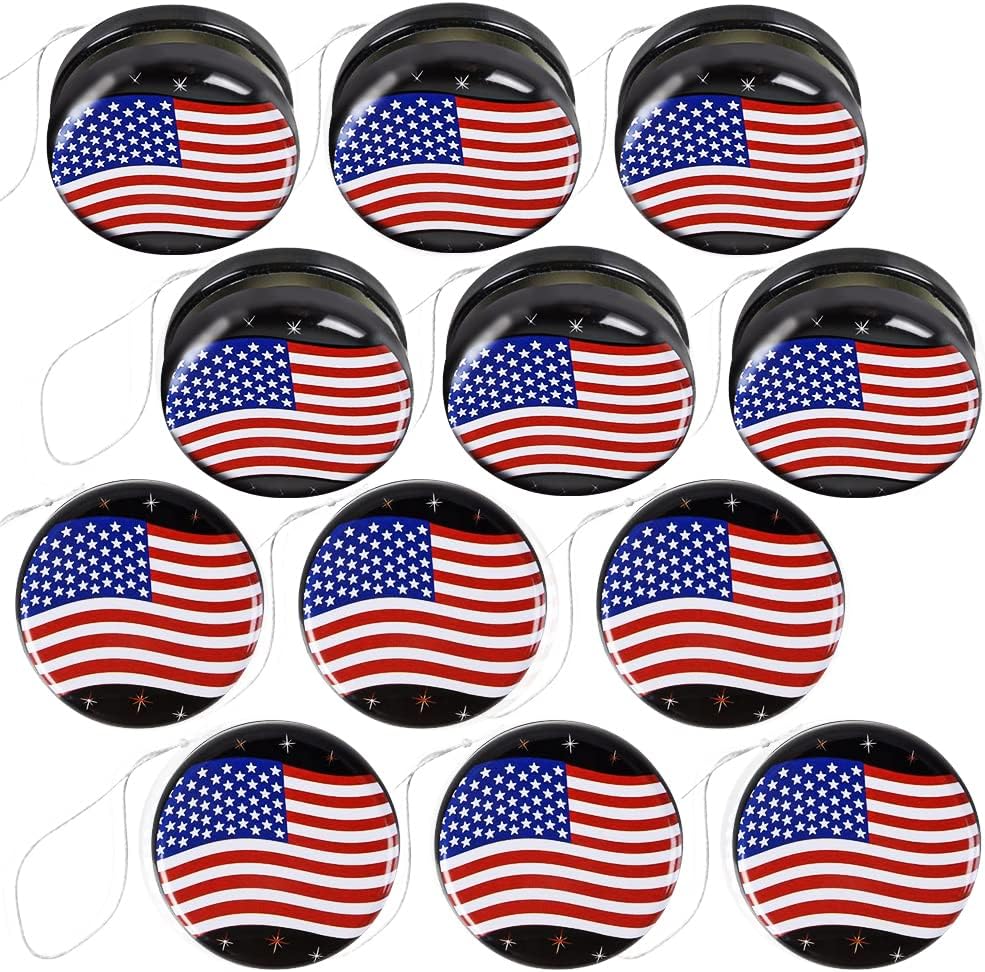 Set of 12 Metal Stars &#x26; Stripes Yoyos Toys
