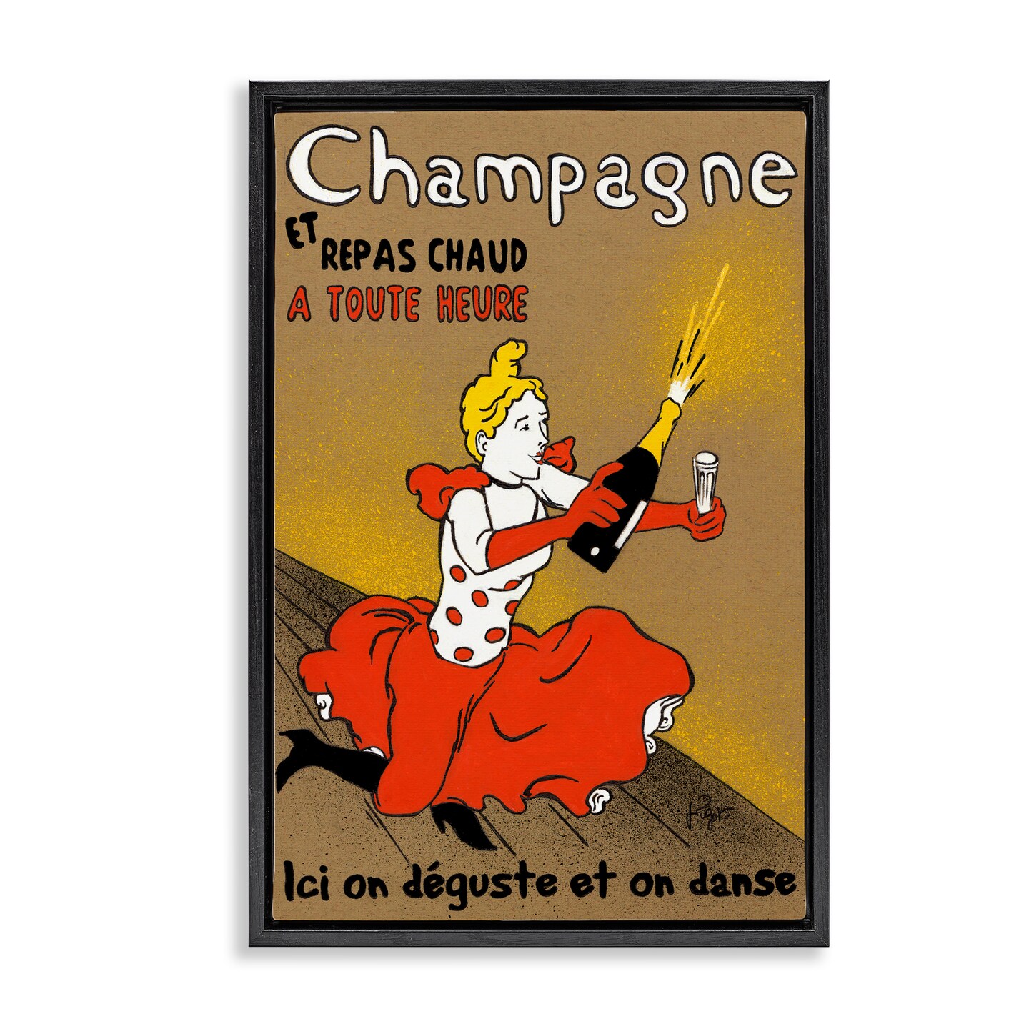 Stupell Industries Antique Champagne Bottle &#x26; Woman Floating Frame By Jean-Pierre Got