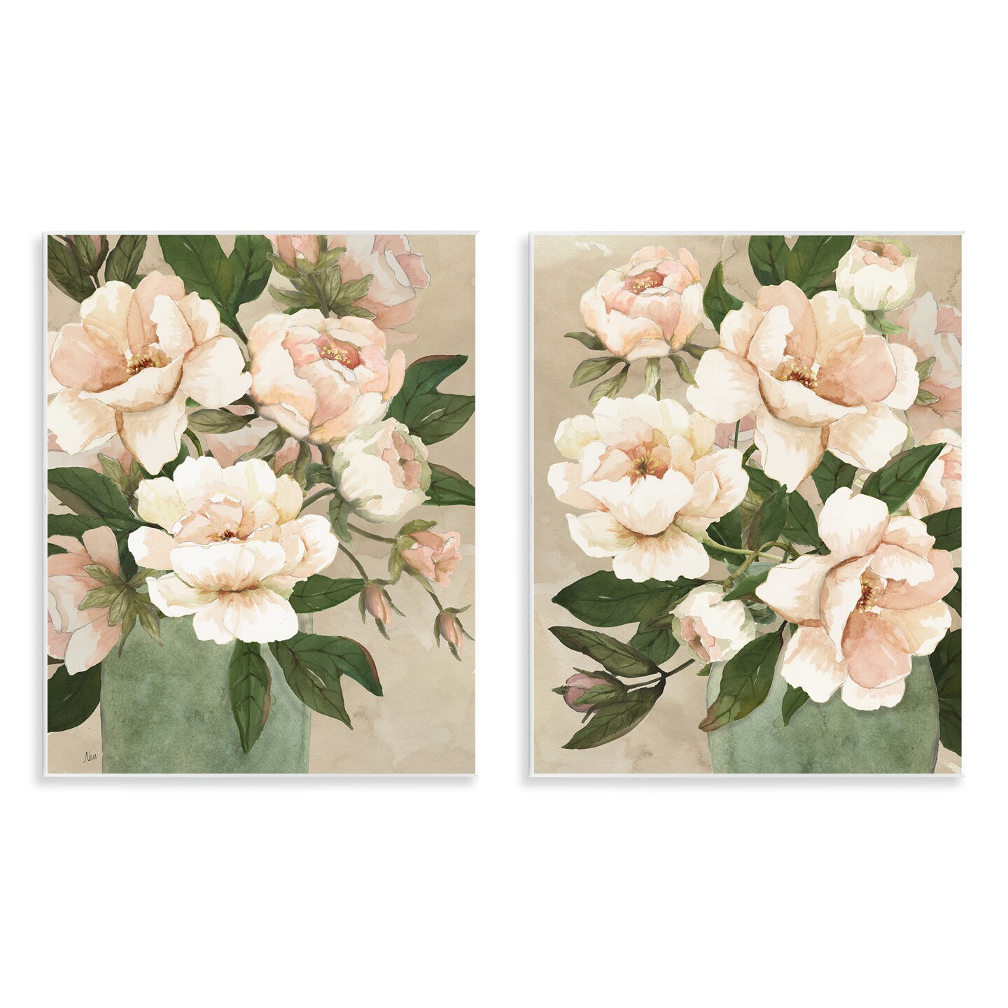 Stupell Industries Chic Blush Peonies 2pc Wall Plaque Set By Nan