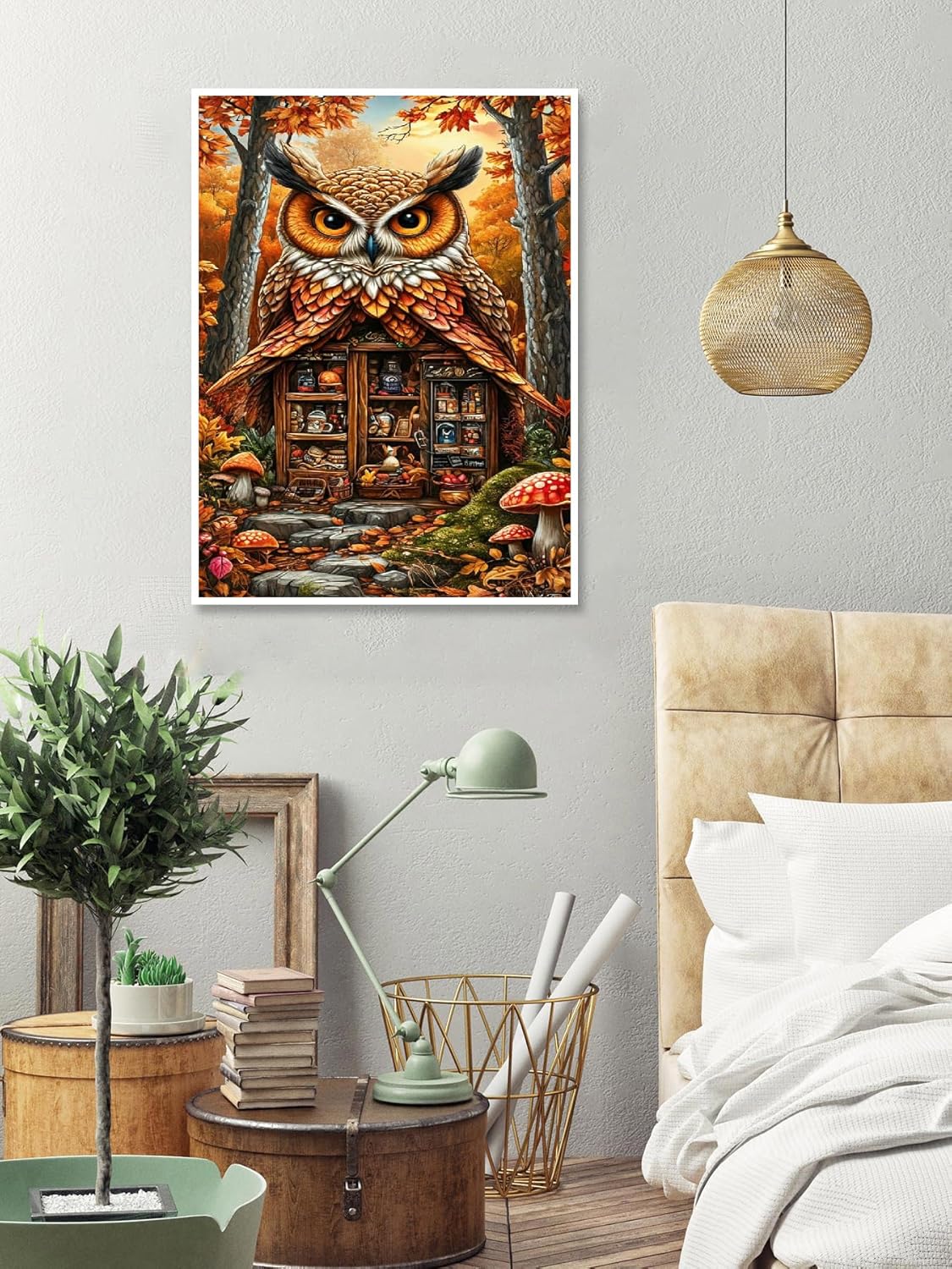 Fall Diamond Art Kits for Adults, Owl Diamond Painting Kits