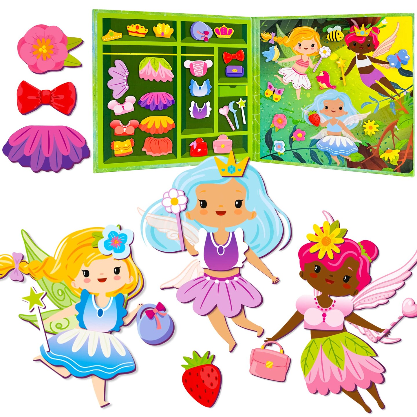 QUOKKA Magnetic Dress-Up Dolls for Girls Boys with 35 Magnetic Pieces - Creative Magnetic Play Set for Home or Travel - Perfect Paper Dolls for Ages 3 and Up, Boost Storytelling with Fairies