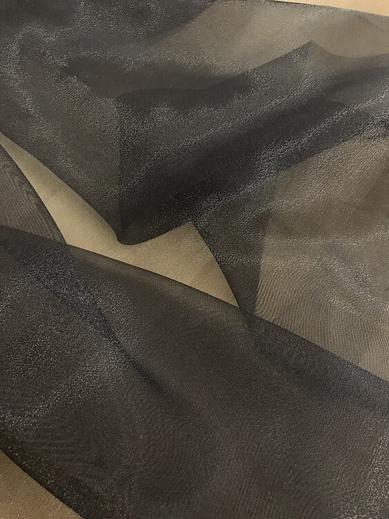 1 Yard Black Crystal Organza Fabric Sheer Shiny Lightweight Polyester 58/59 inches wide