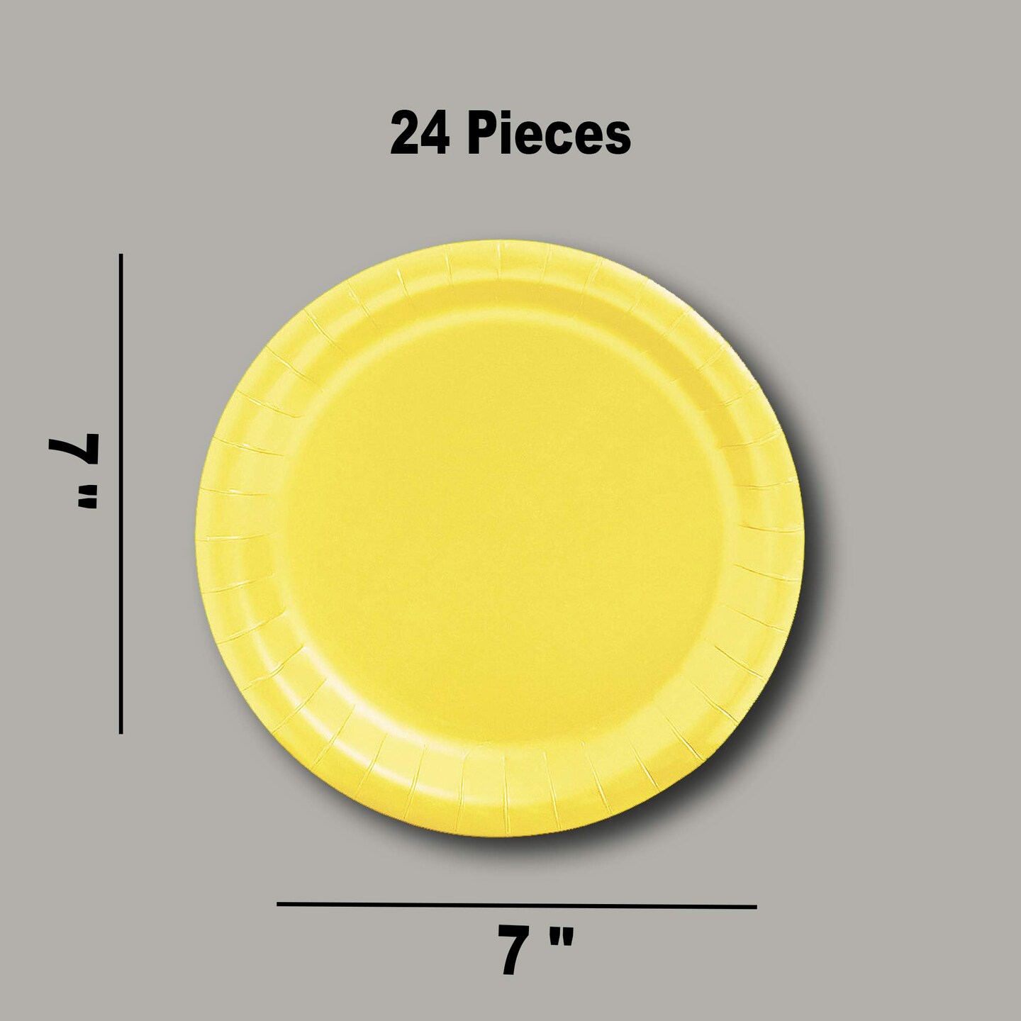 24 Count Yellow Paper Dessert Plates for Birthday Shower Party Decor 7 Inch