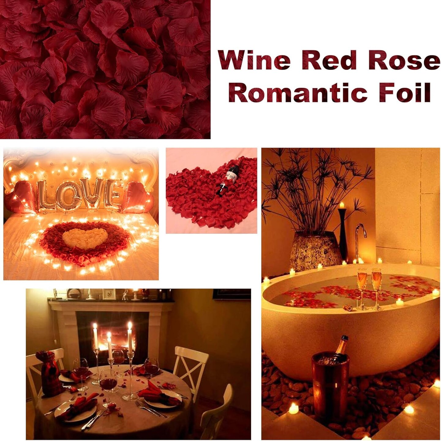 1000PCS Wine Red Fake Rose Petals for Romantic Night