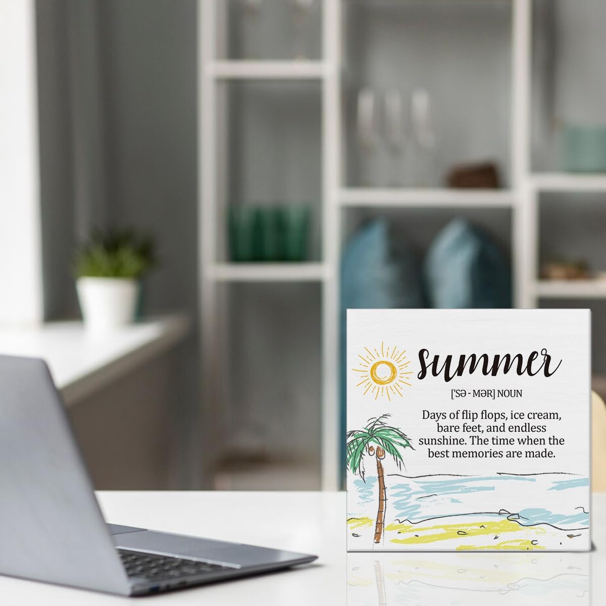 Summer Beach Decor Summer Definition Decorations Sun Coconut Palm Wooden Sign Rustic Home Decor 5 x 5 Inches