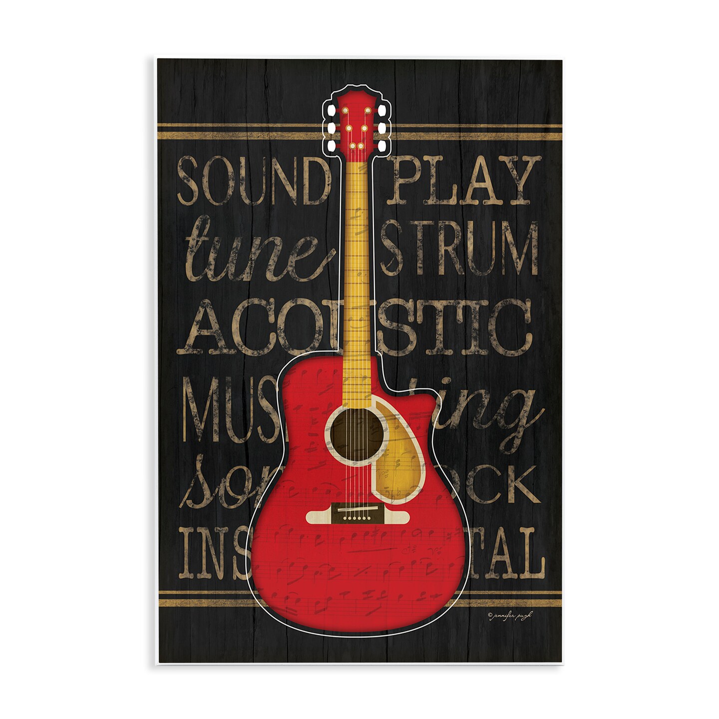 Stupell Industries Garage Band Acoustic Guitar Wall Plaque By Jennifer Pugh