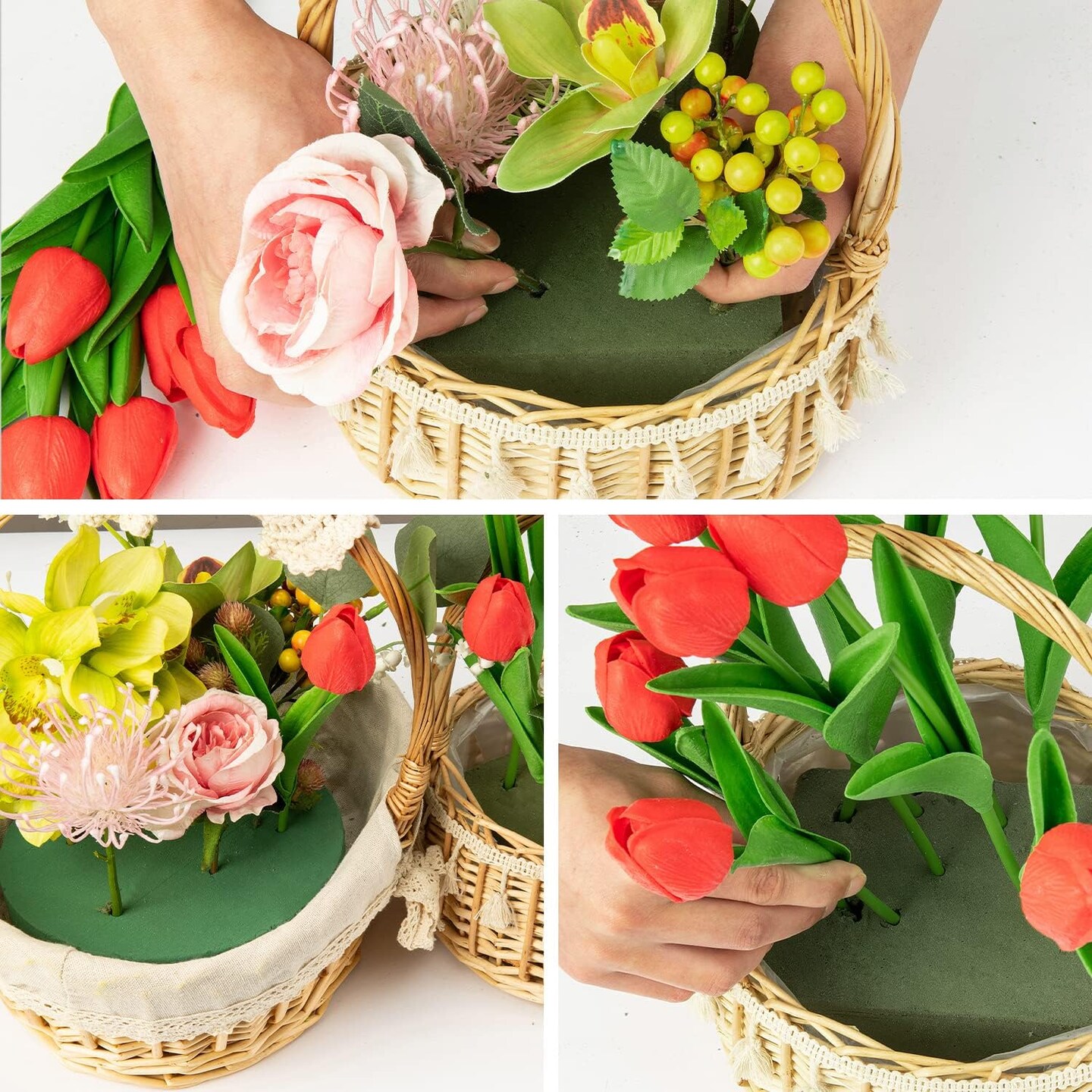 7.5Inch 8 Pack Round Wet Floral Foam Bricks DIY Floral Blocks for Spring Flower Arrangement and Wedding Holiday Decoration