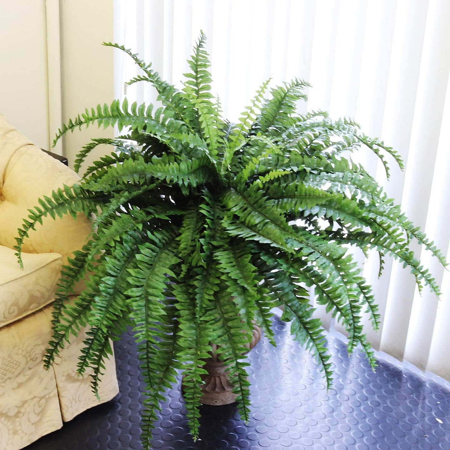 3-Pack – 34” Faux Boston Fern Plants with 42 Lifelike Fronds – UV Resistant Hanging Greenery for Home, Office, Porch & Garden Decor