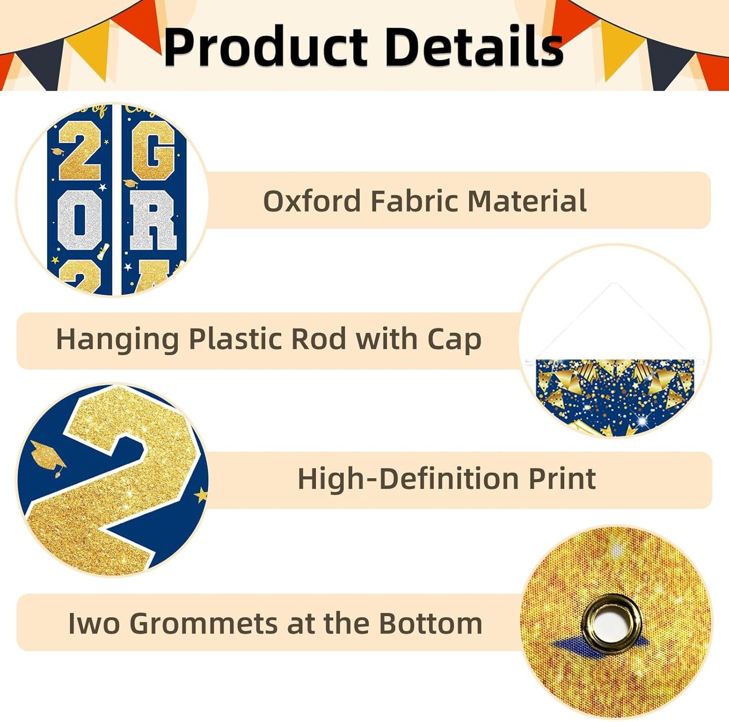 Graduation Party Decoration – Class of 2026 Congrats Grad Door Banner Set, 71 x 12 Inch Vertical Hanging Porch & Doorway Sign, Large Blue Graduation Welcome Banner for Indoor Outdoor Party Decor