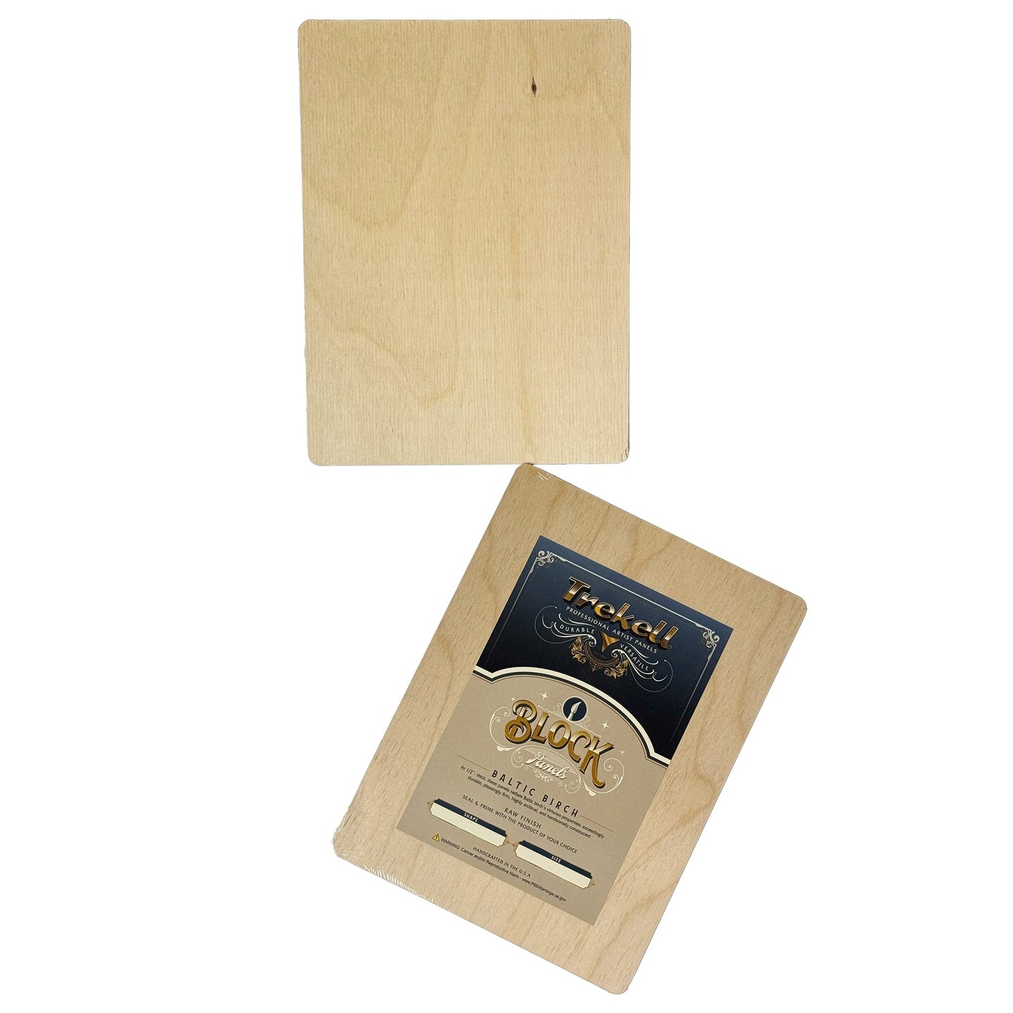 Trekell Unprimed Wood Block Panel - 1/2" Baltic Birch Wooden Painting Canvas -6" x 8"
