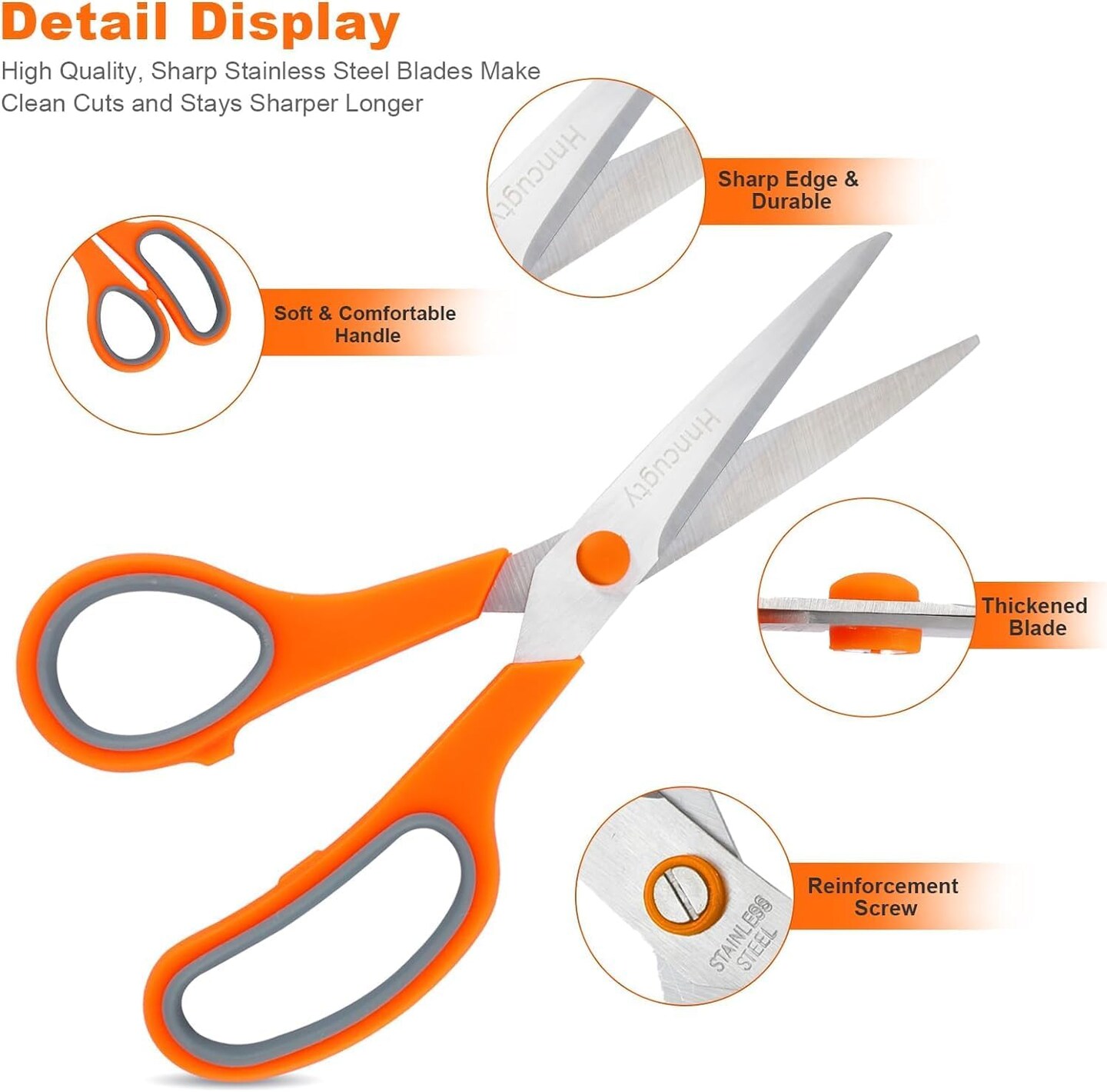 Scissors All Purpose Bulk Set of 18-Pack, Sharp Shears for Office School Supplies Student Teacher Classroom Desk Home Art Craft Sewing Fabric, Comfort Grip, Right/Left Handed