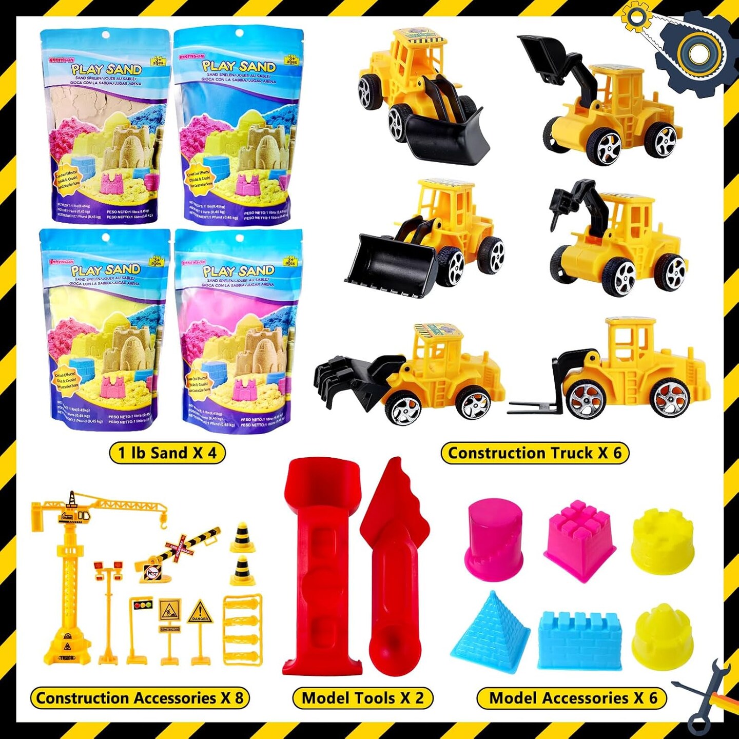 Summer Sand Toys Sensory Bin - Play Sand Kit with Construction Set Toy Truck and 4lbs Magical Sand, Pretend Play Beach Sensory Toy Sandbox, Kids Gifts for Girls and Boys
