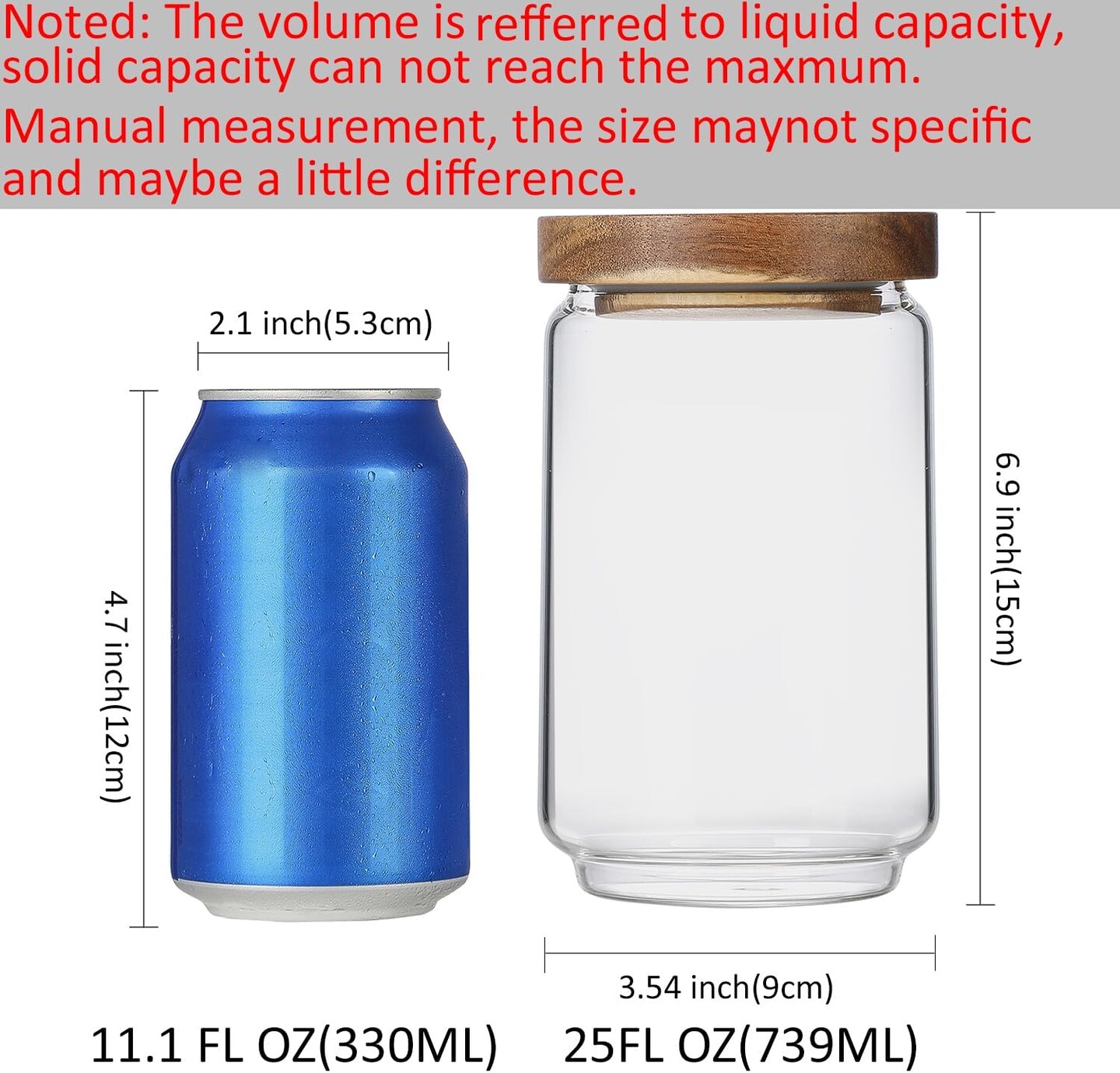 Glass Storage Containers Set of 4, 15 FL OZ High Borosilicate Glass Jars Kitchen Food Canisters with Acacia Wood Lids for Coffee Beans/Sugar/Tea/Nuts