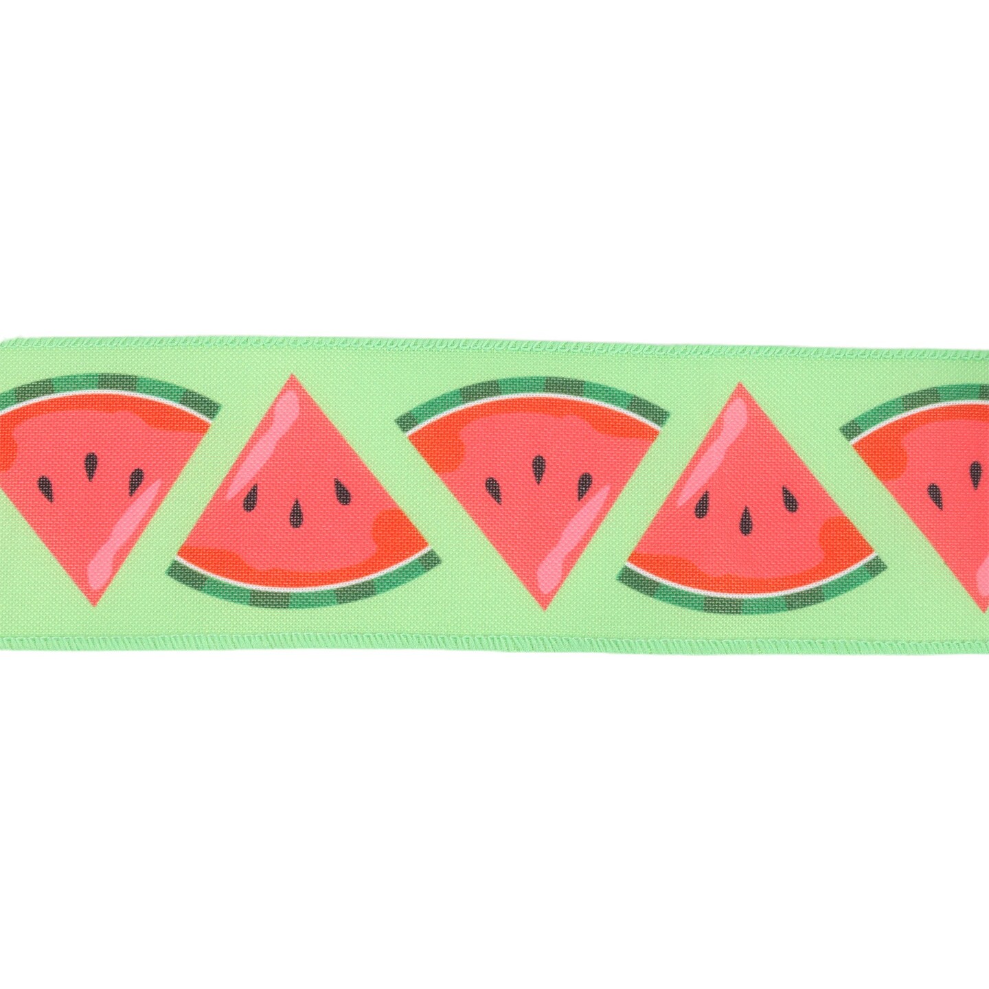 2 1/2&#x22; Wired Ribbon | Watermelon Slice on Green | 10 Yard Roll