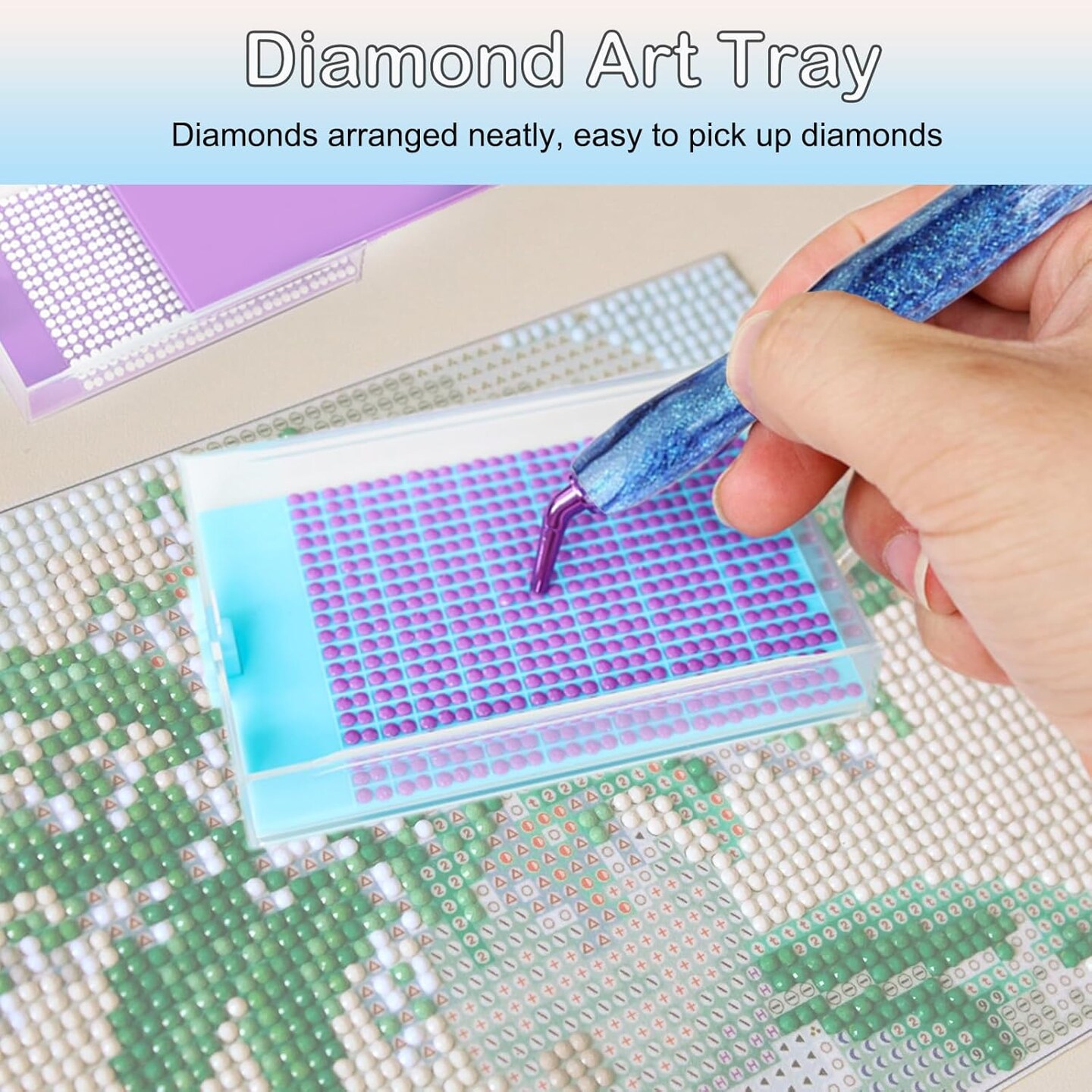 Diamond Painting Accessories Tools, Diamond Painting Pen Metal Thread Screw in/Out Tips, Bead Sorting Trays, Wheel Roller Tool, Ergonomic Diamond Art Drill Pen for Adults or Kids 5D DIY